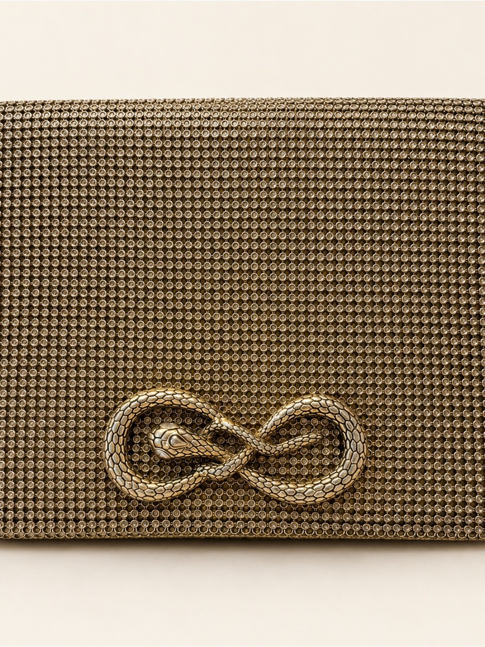 Whiting & Davis Gold Mesh Serpent Clutch Bag